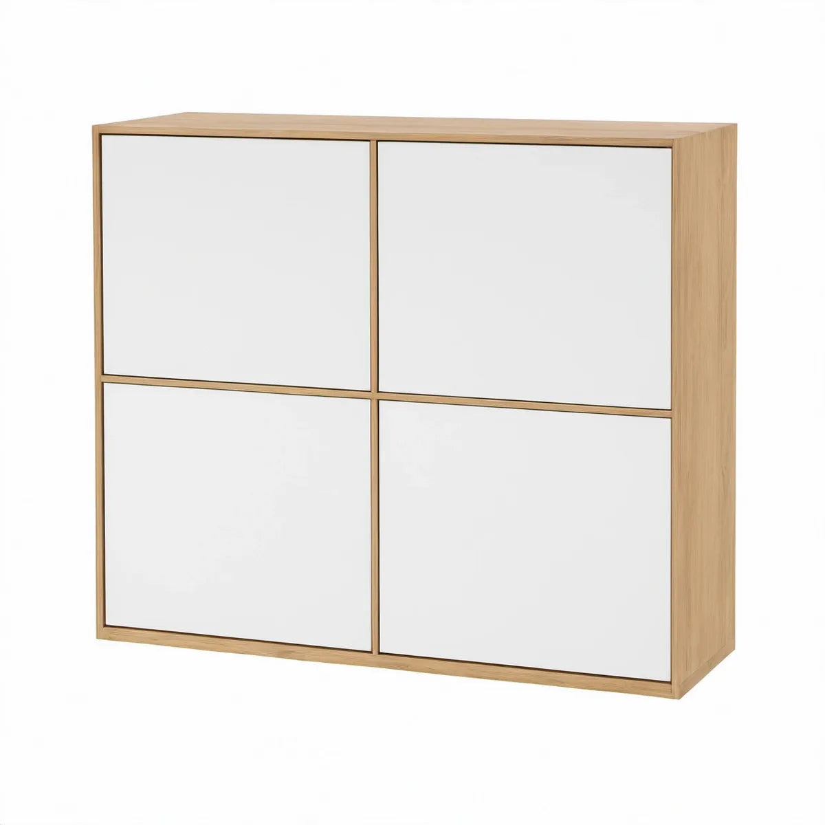 Aparador Retangular de 4 Portas em MDF Branco e Carvalho Claro 100 x 40 x 100 cm