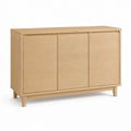 Aparador Retangular com 3 Portas em MDF Folheado a Carvalho Natural, 120 x 40 x 80 cm