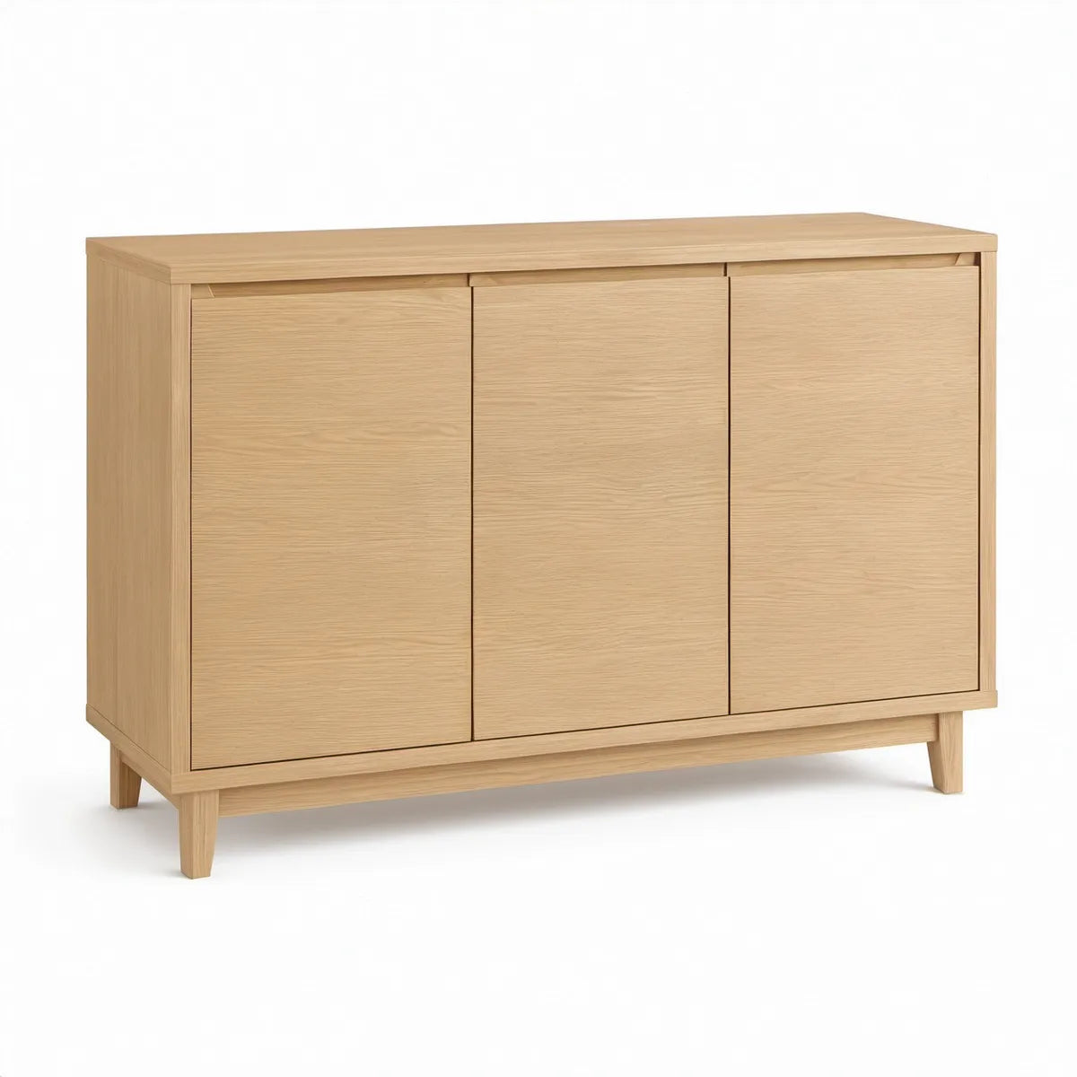 Aparador Retangular com 3 Portas em MDF Folheado a Carvalho Natural, 120 x 40 x 80 cm