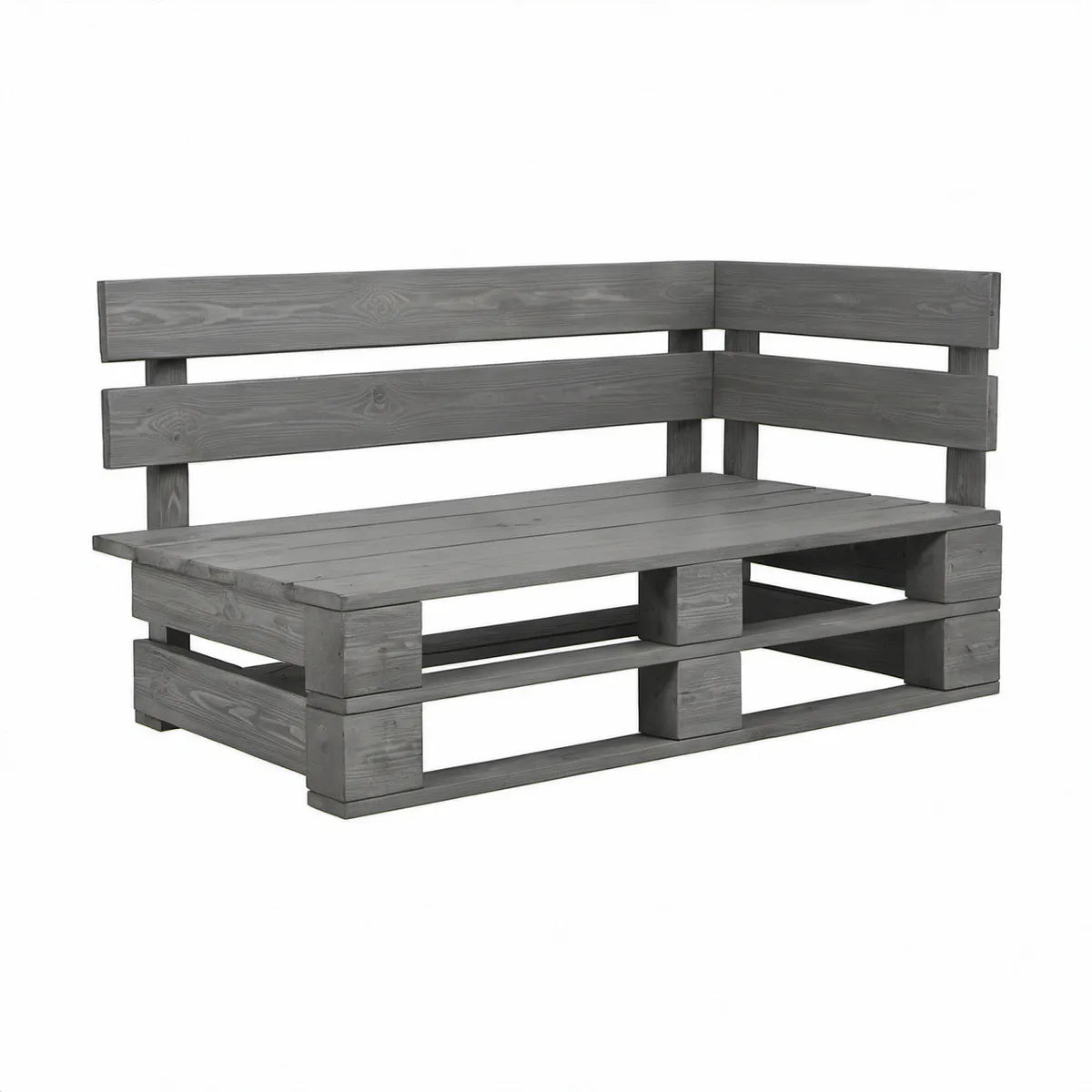 Banco de Jardim de Canto em Madeira Maciça de Pinho Cinzento 120 x 65 x 70 cm
