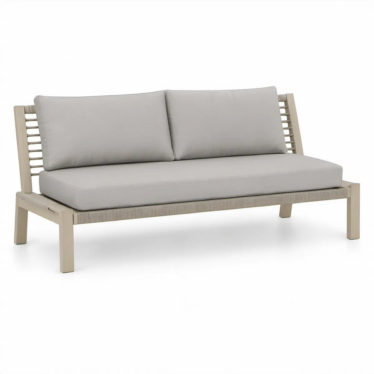Sofá de Jardim de 2 Lugares em Alumínio e Corda Bege-Claro/Cinza-Claro 160 x 80 x 75 cm