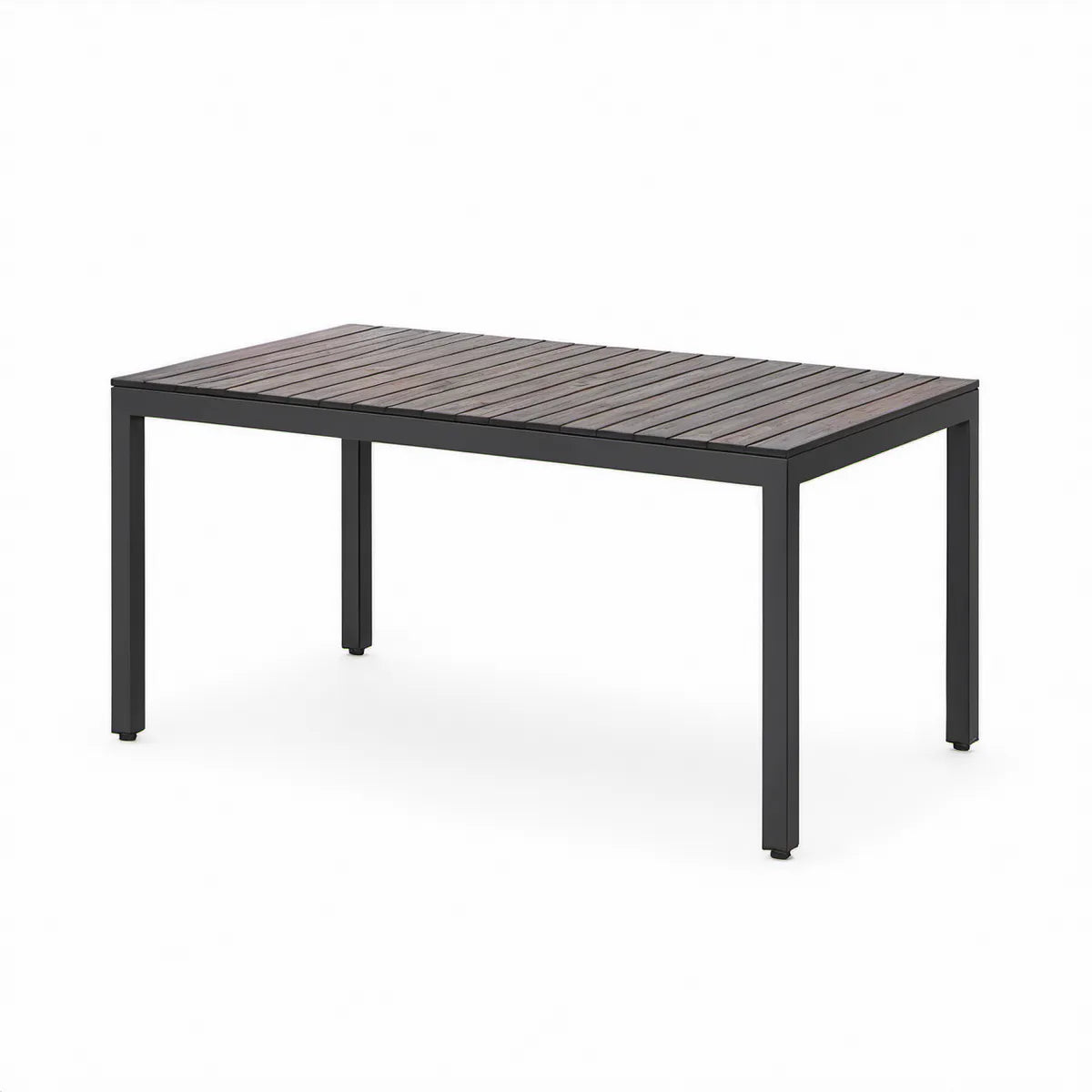 Mesa de Jardim Retangular 180 x 90 x 75 cm em Alumínio e WPC Preto e Castanho-Escuro