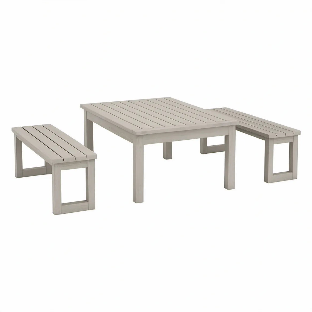 Conjunto de Jardim em Madeira Maciça de Acácia Cinzenta com 2 Bancos, 150 x 90 x 75 cm