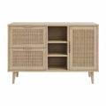 Aparador Retangular em MDF Folheado a Carvalho com Palhinha Natural, Bege Claro/Castanho Claro, 120 x 40 x 90 cm