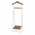 Cabide de Pé com Prateleira em Aço e MDF Branco e Nogueira 45 x 40 x 160 cm