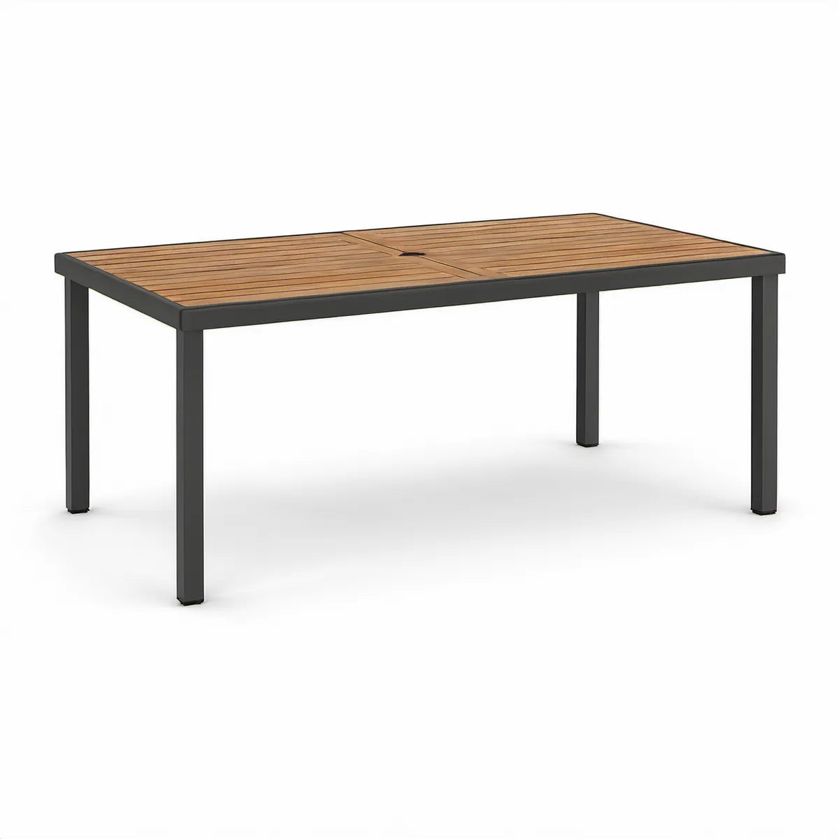 Mesa de jardim extensível retangular em alumínio e madeira de acácia, Castanho Natural e Antracite, 180–240 x 100 x 75 cm