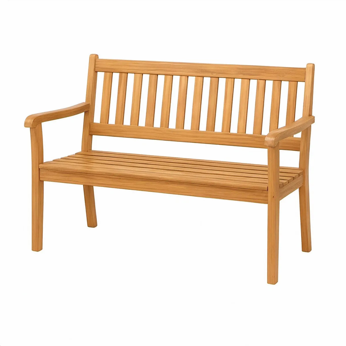 Banco com Braços em Madeira Maciça de Teca Castanho Natural 120 x 65 x 90 cm