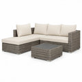 Conjunto de jardim com sofá em L e mesa de centro, 210 x 140 x 63 cm, Cinzento e Creme